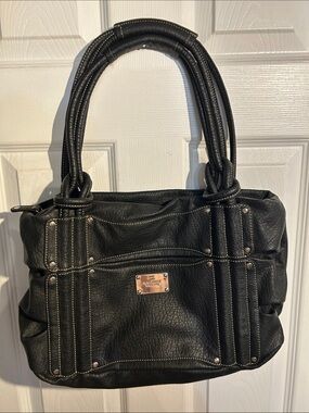 Nine West Black Shoulder Tote with Contrast Stitching